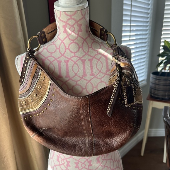 Coach Brown Leather vintage hobo Y2K limited soho Dylan western shoulder bag - Picture 2 of 5